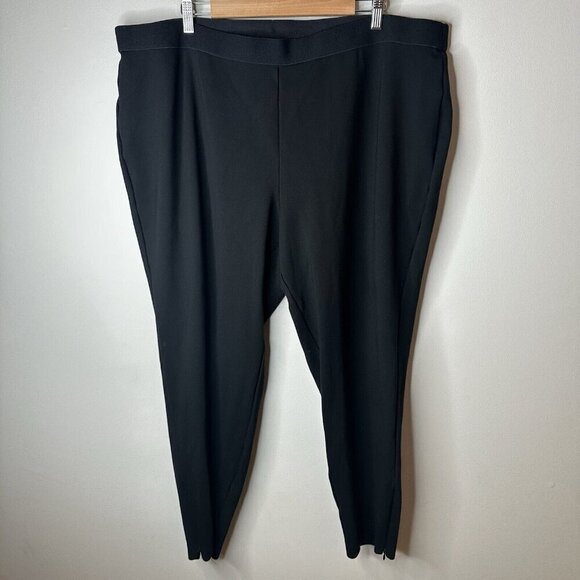 Talbots Pants Womens 24W Black Ponte Skinny Pull On Mid Rise Stretch Straight - Picture 1 of 12